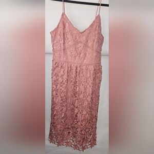 Vero Moda Old Rose Lace Dress, Large, VERO
